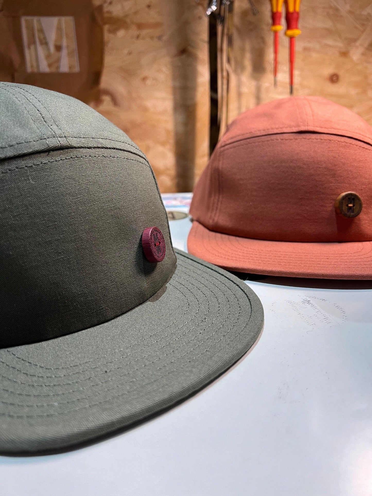 New - 5 Panel Cap with handmade Custom Button