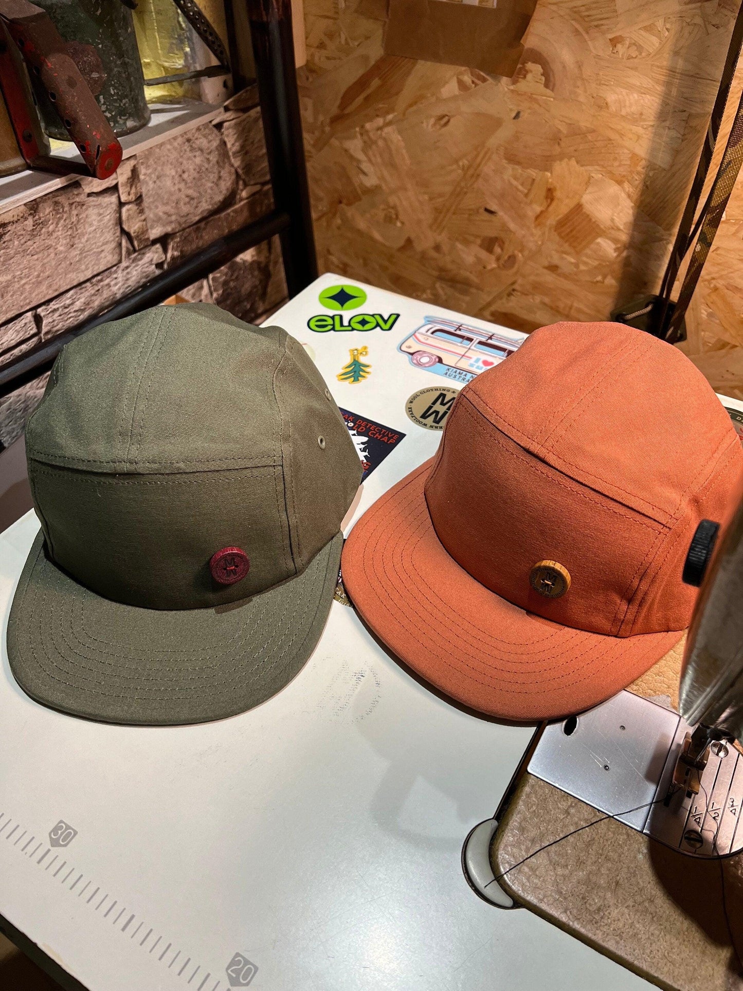 New - 5 Panel Cap with handmade Custom Button