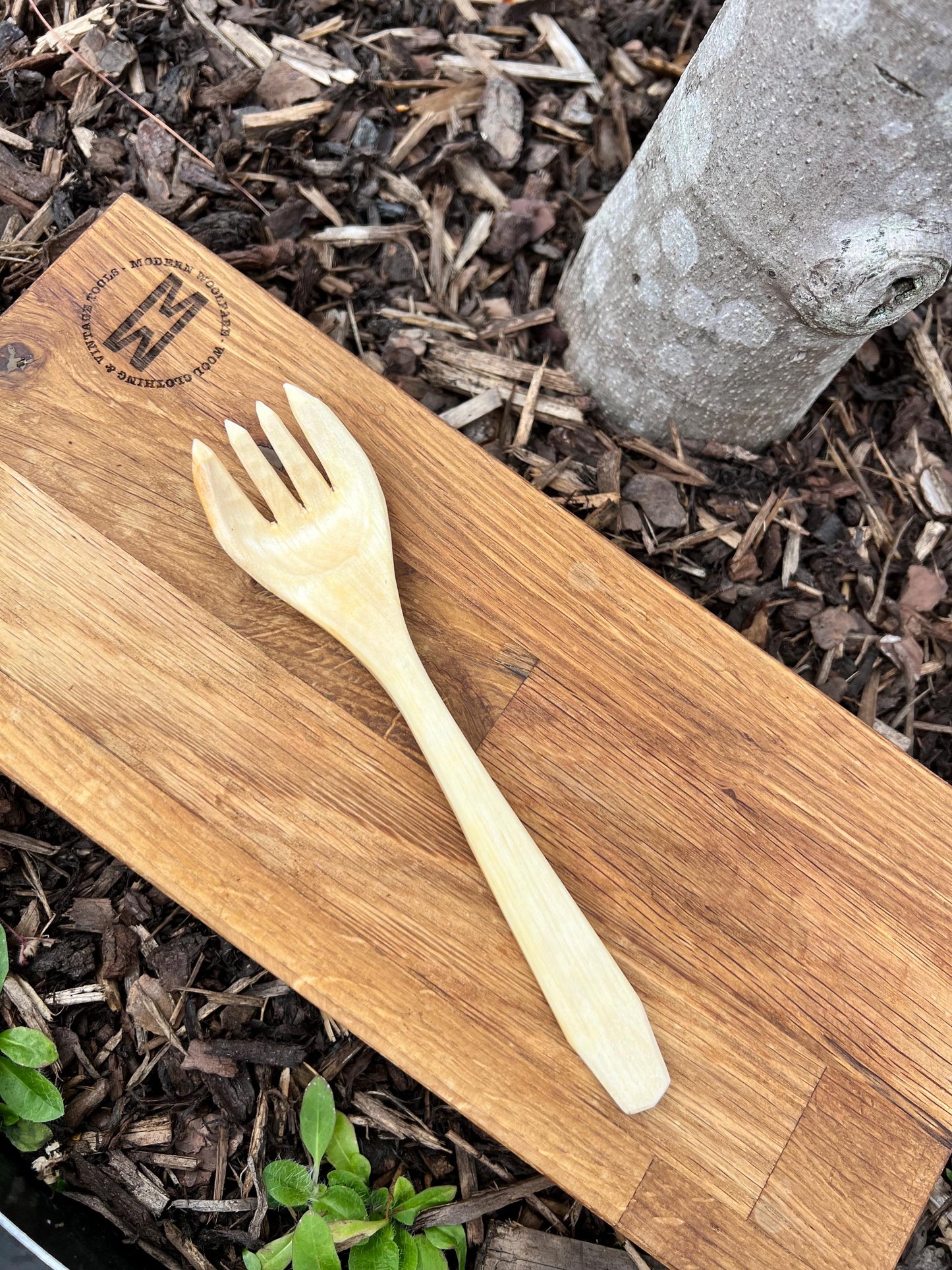 Handcarved Birch Cutlery Set with Handmade Nubuck Leather Sleeve – Bushcraft | Camping | Gift for Outdoorsmen