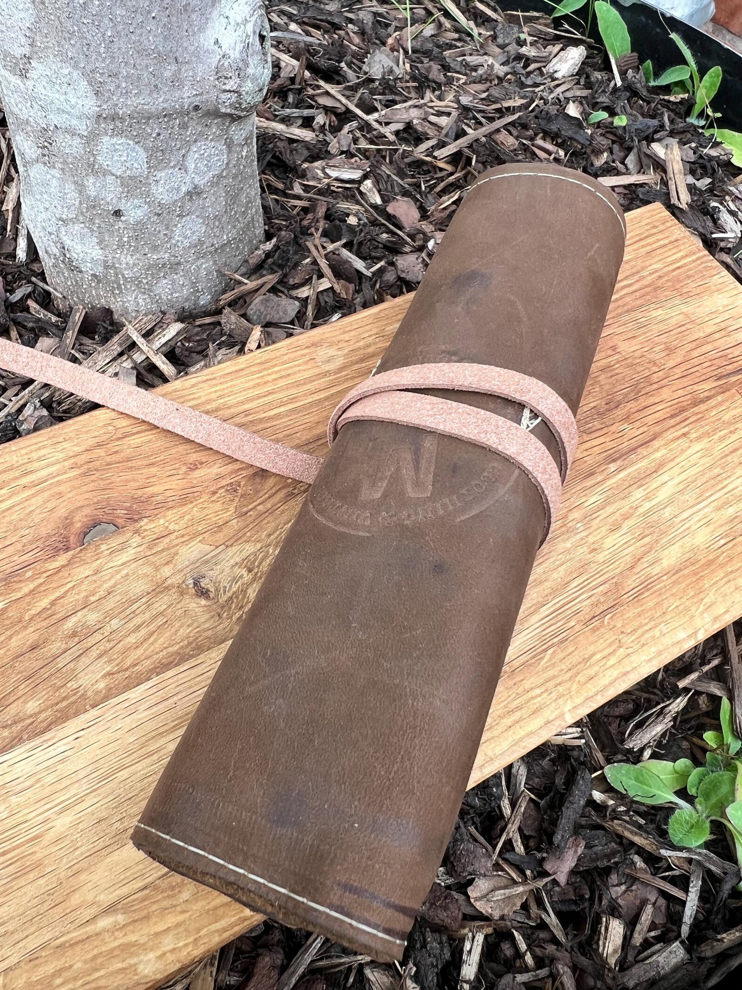 Handcarved Birch Cutlery Set with Handmade Nubuck Leather Sleeve – Bushcraft | Camping | Gift for Outdoorsmen