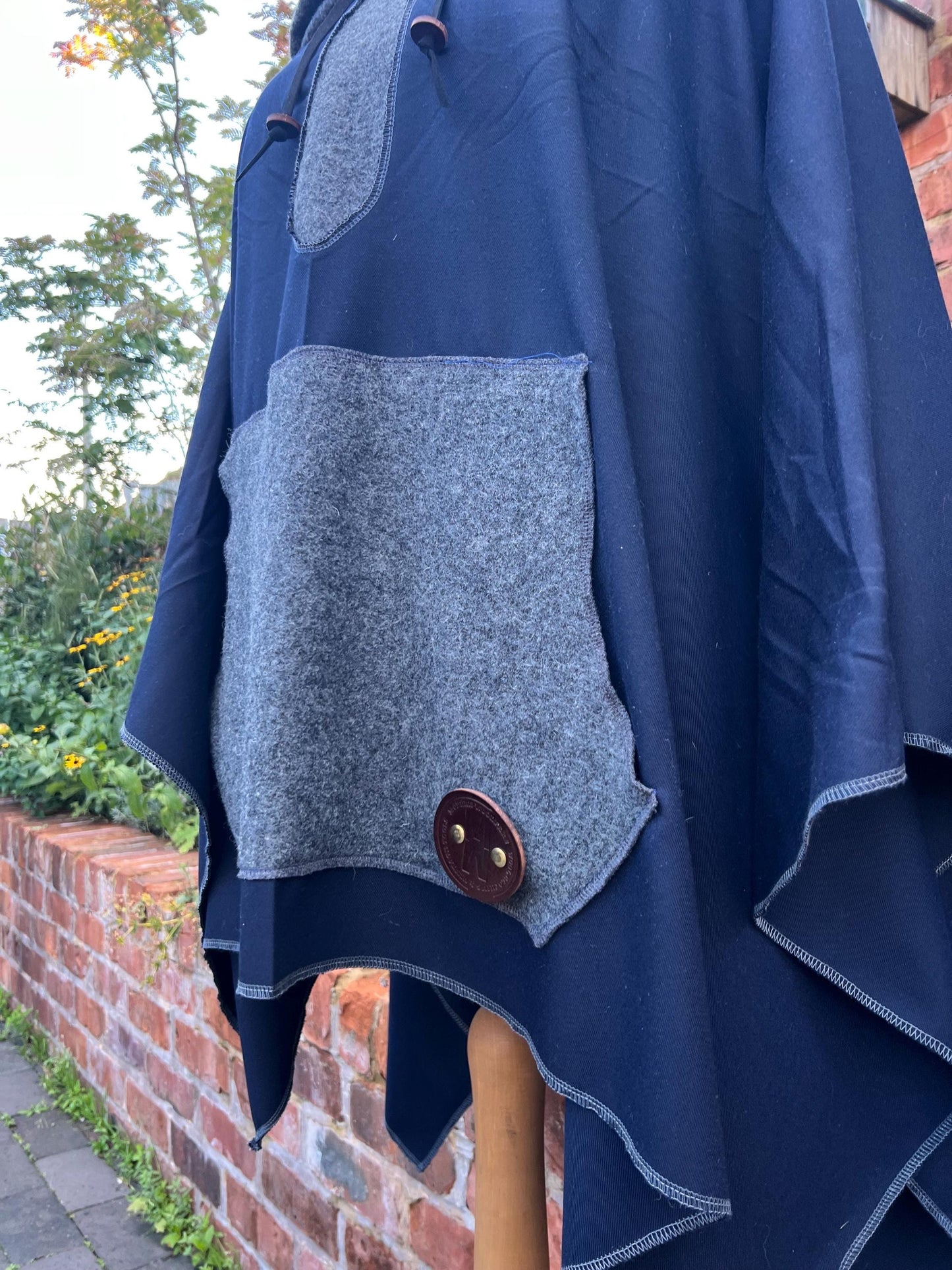 100% New Wool Poncho - Handmade from vintage fabrics