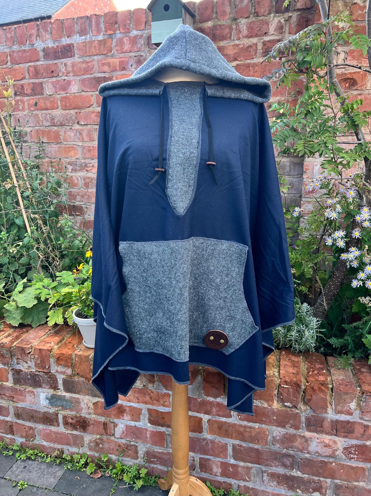 100% New Wool Poncho - Handmade from vintage fabrics