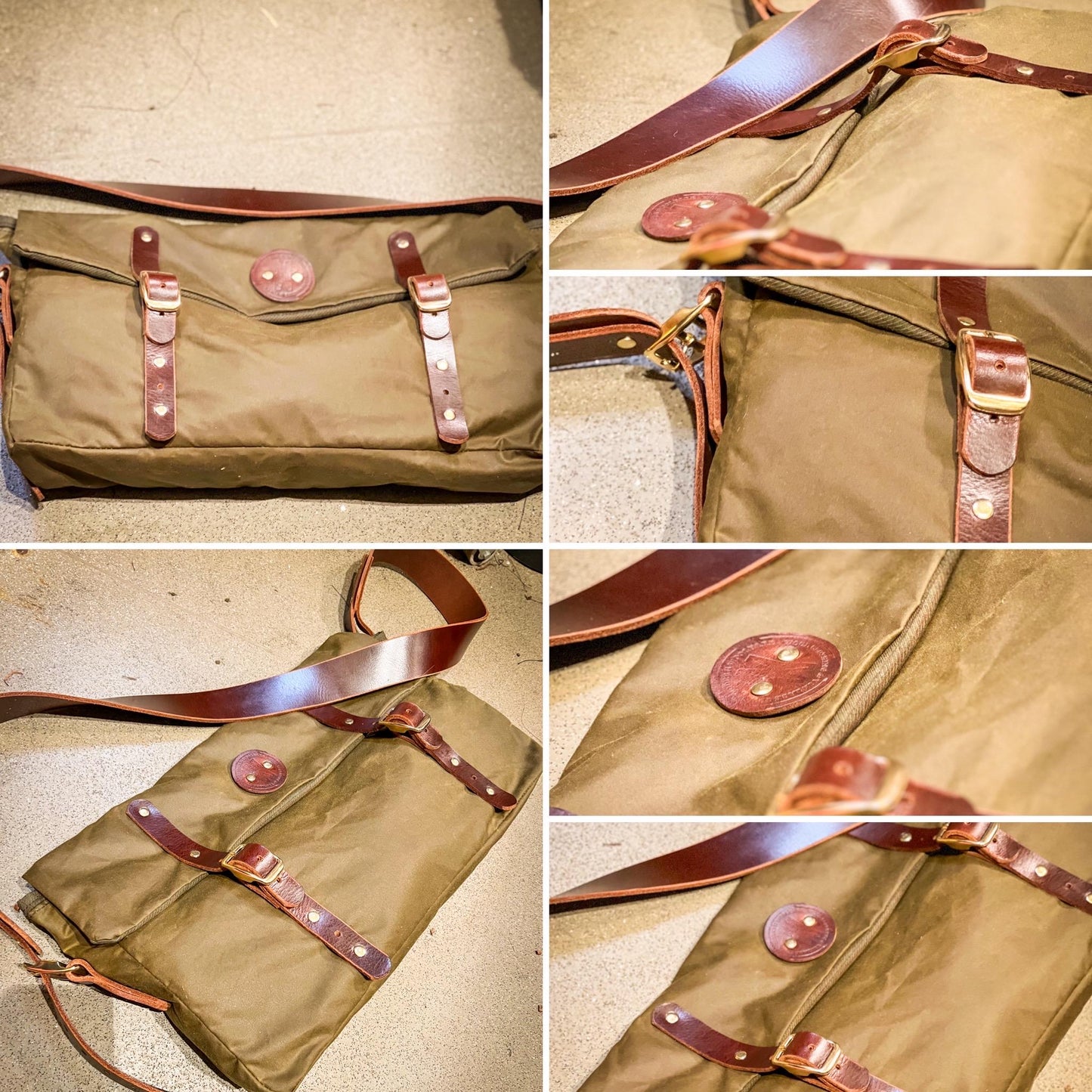 Handcrafted Waxed Canvas Satchel – British Millerain & Buffalo Leather