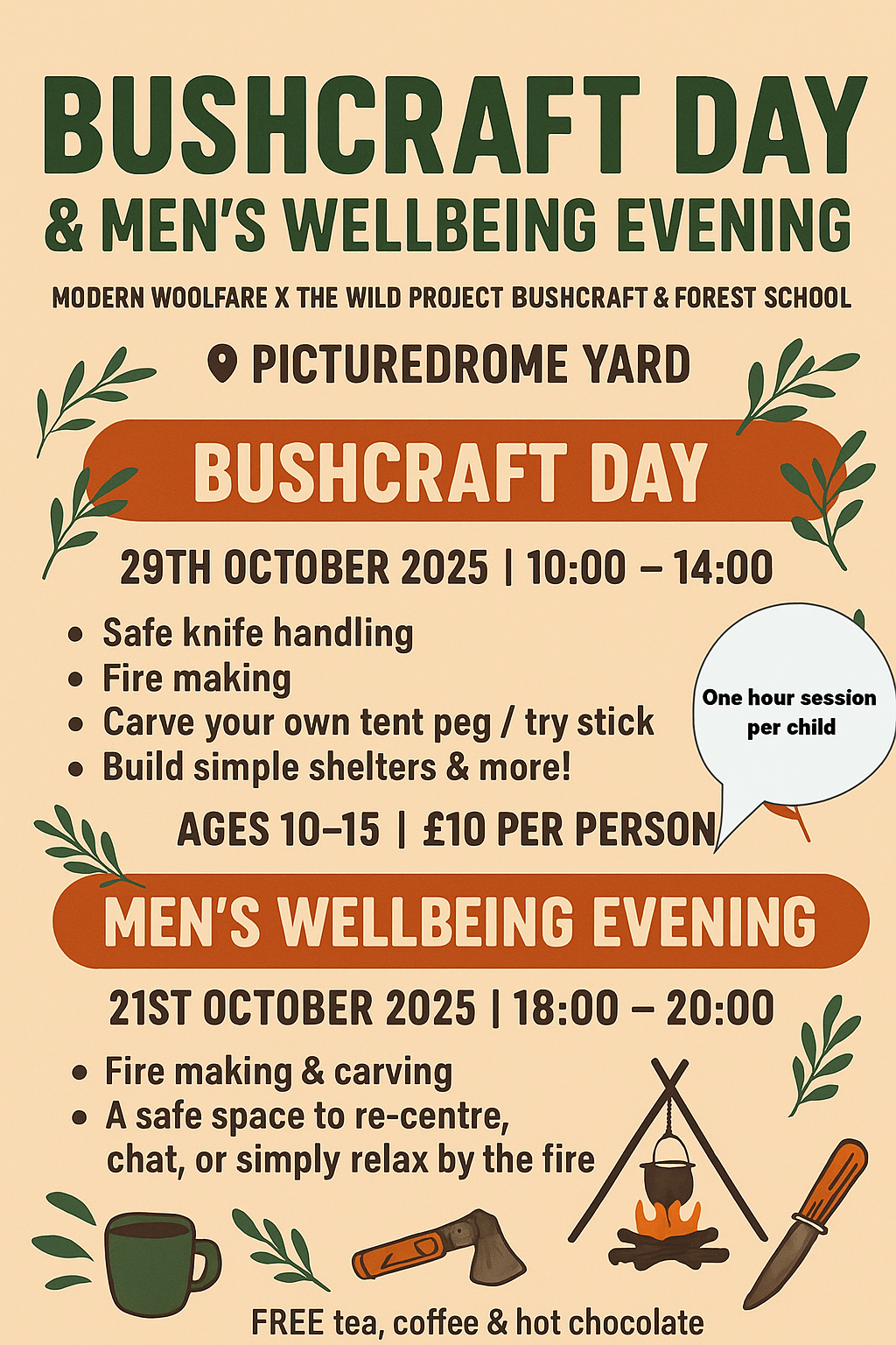 Modern Woolfare and The Wild Project Bushcraft & Forest School Announce Community Bushcraft and Wellbeing Events at Picturedrome