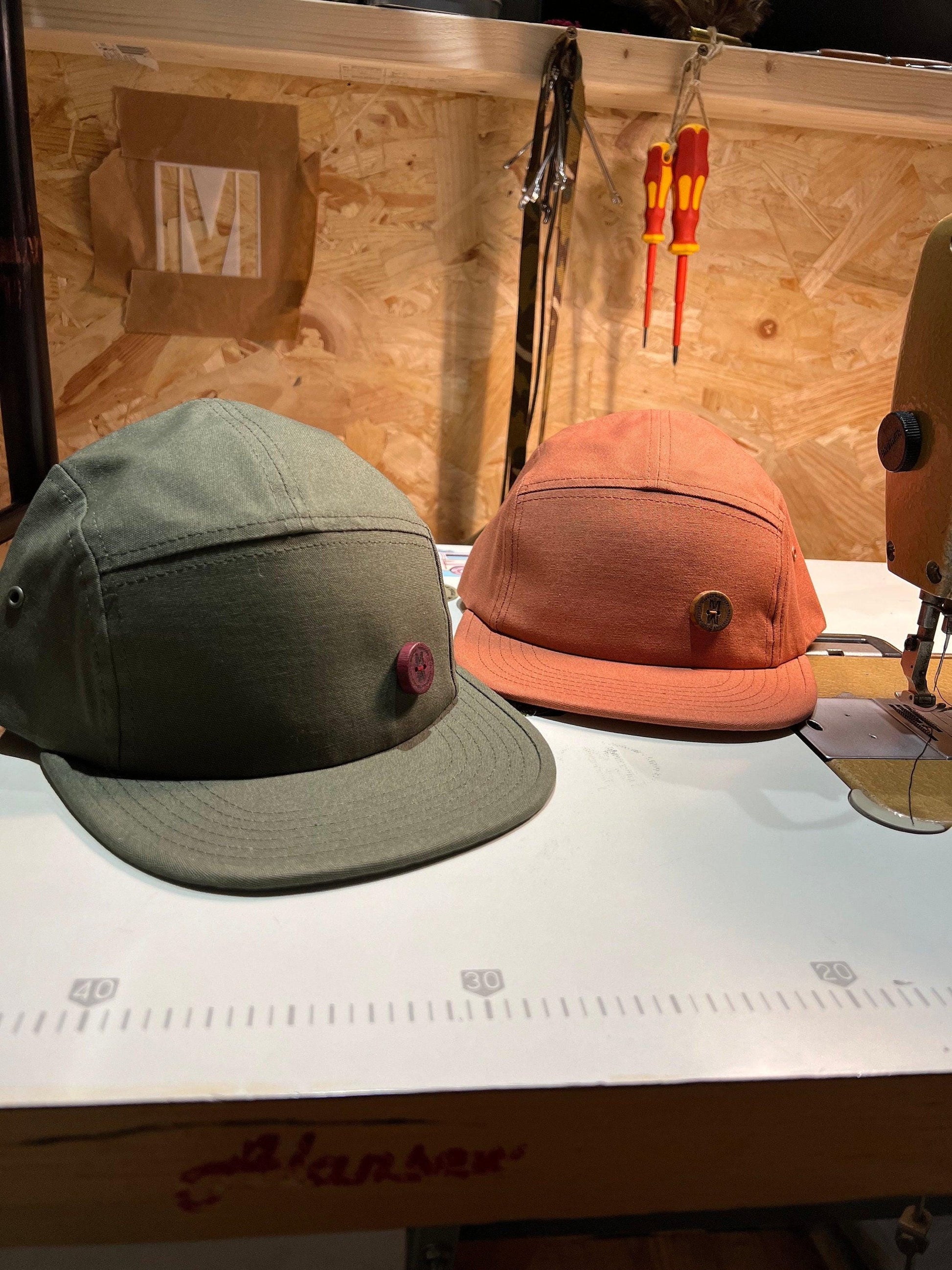 New - 5 Panel Cap with handmade Custom Button