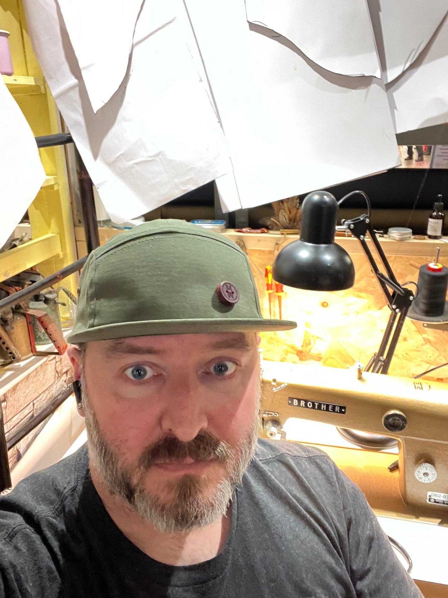 New - 5 Panel Cap with handmade Custom Button