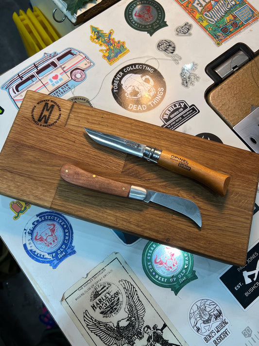 Hand Finished Oak Chopping Boards with Handmade Wax Cotton Sleeve