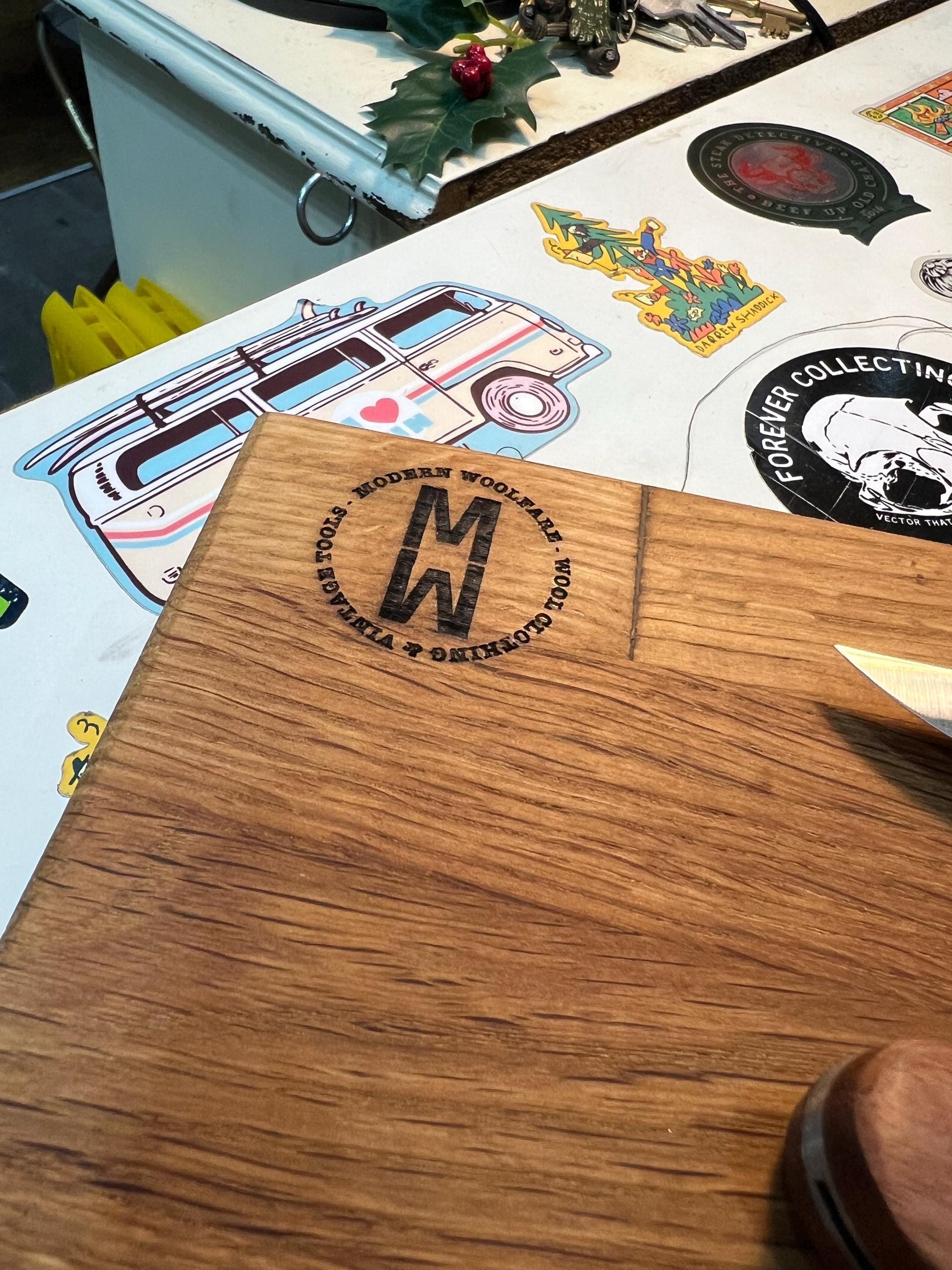 Hand Finished Oak Chopping Boards with Handmade Wax Cotton Sleeve