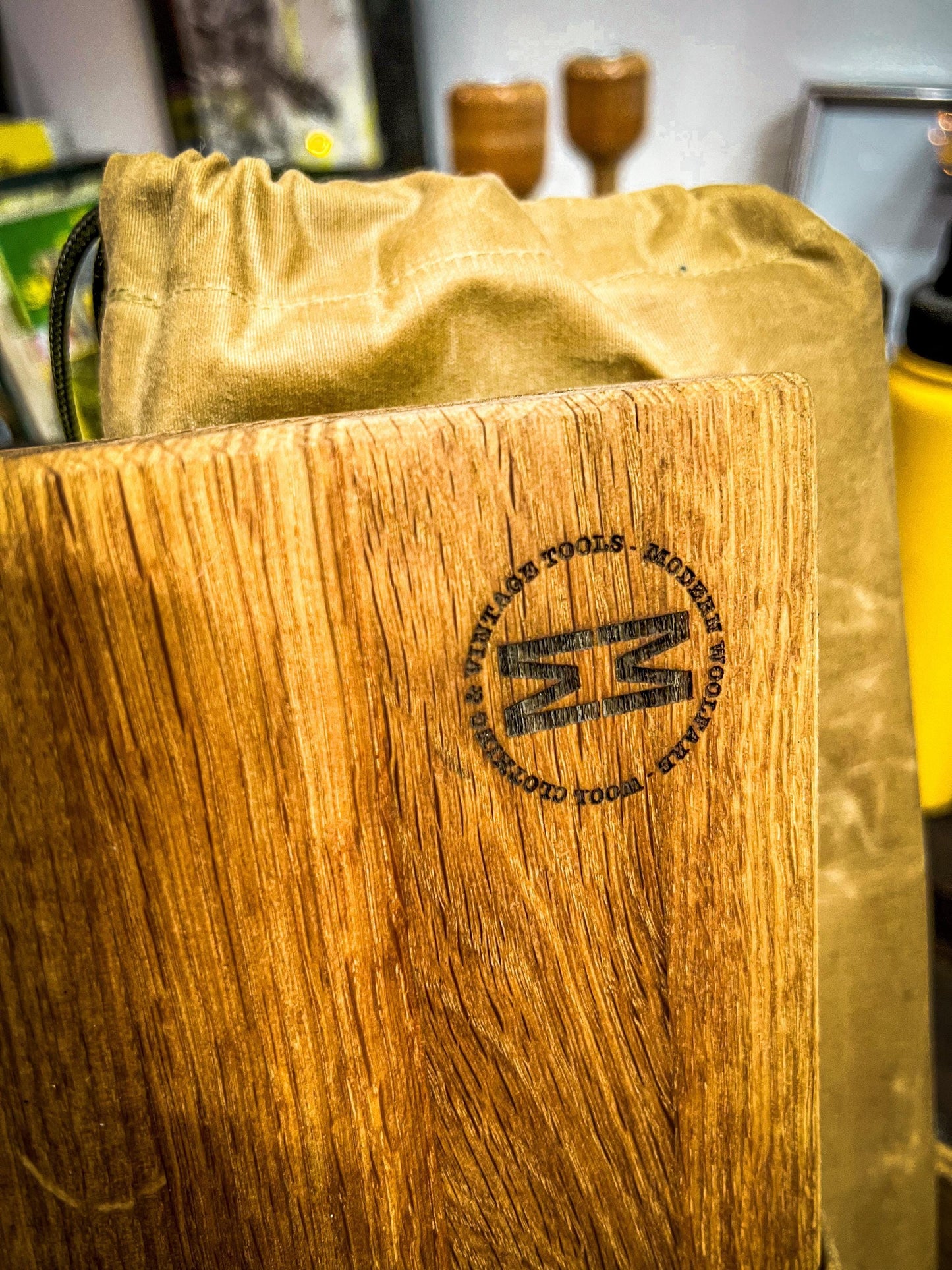 Hand Finished Oak Chopping Boards with Handmade Wax Cotton Sleeve