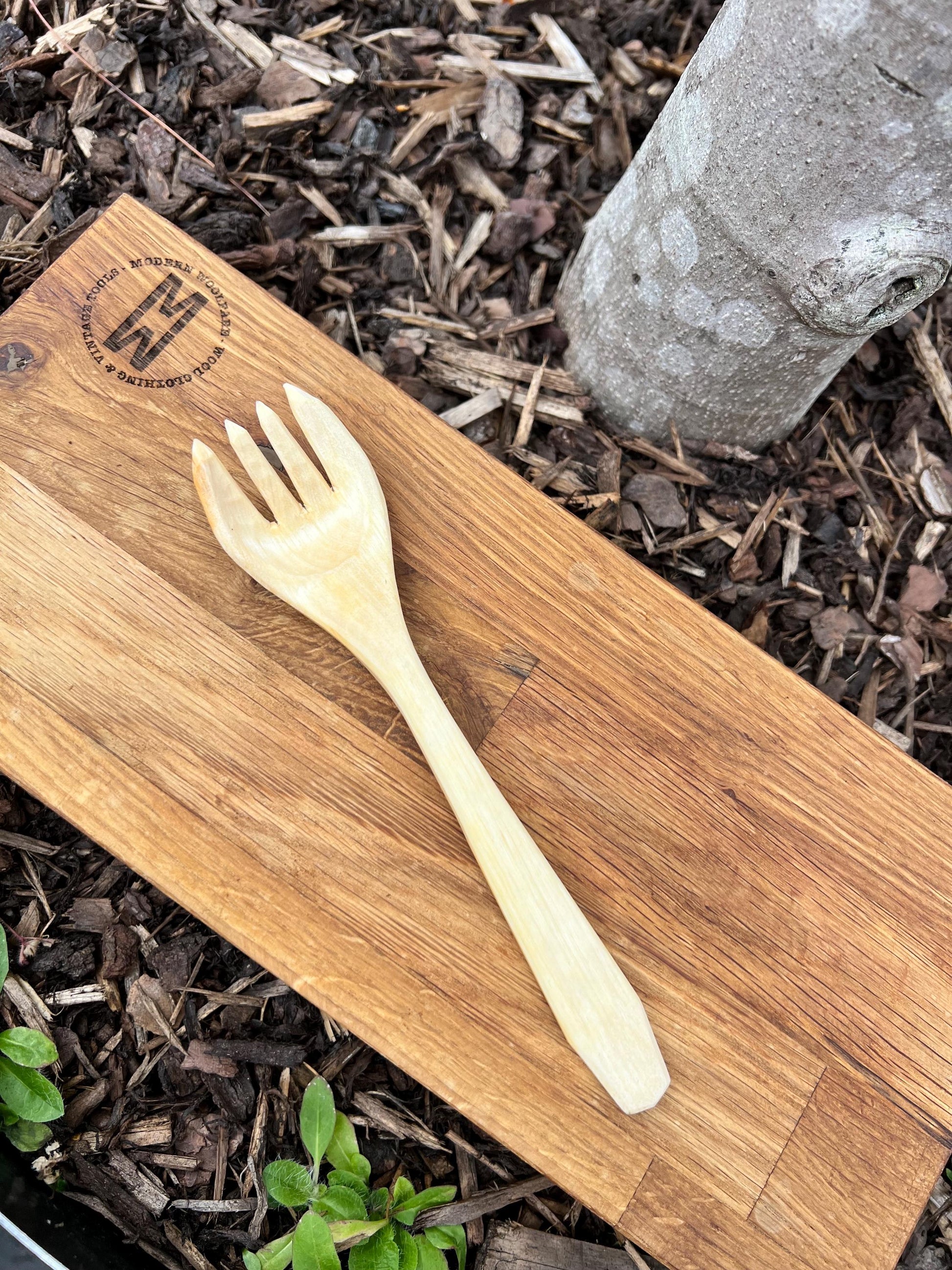 Handcarved Birch Cutlery Set with Handmade Nubuck Leather Sleeve – Bushcraft | Camping | Gift for Outdoorsmen