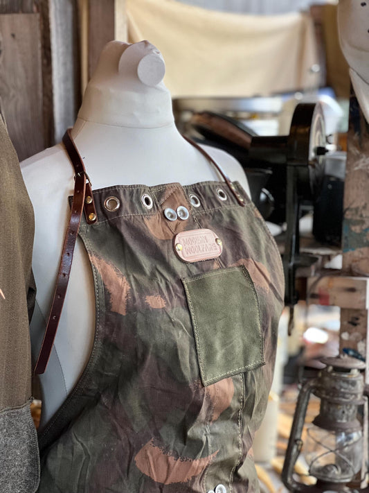 Vintage Zeltbahn Apron with Leather Accents – Handcrafted & One of a Kind