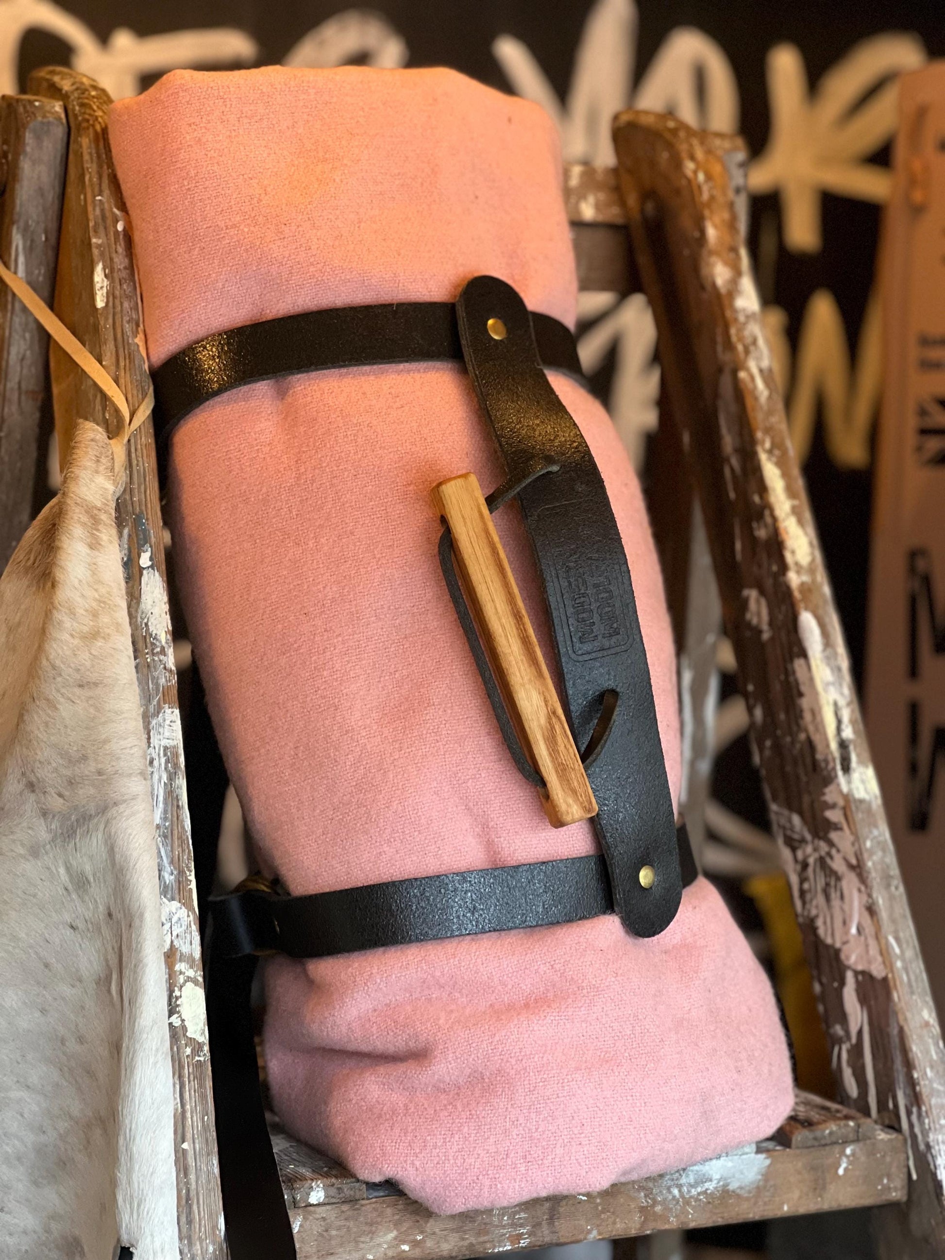 Blanket Bedroll Straps - Full Grain Leather and Brass