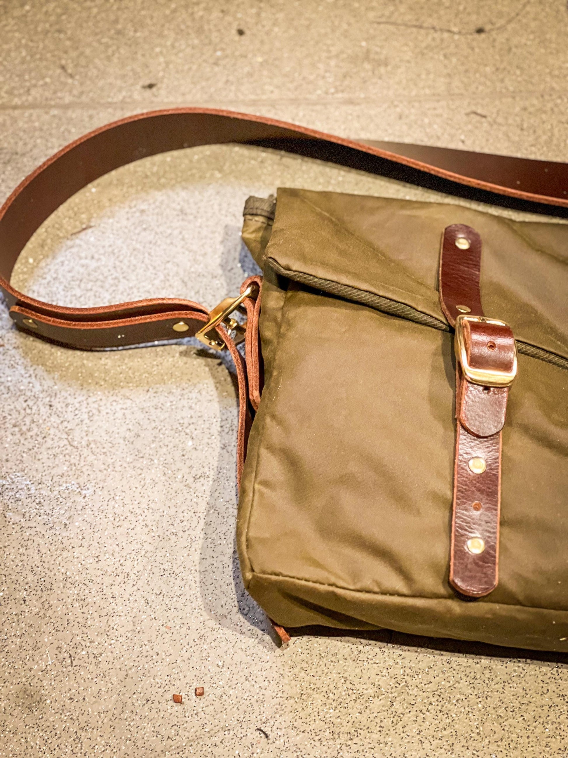 Handcrafted Waxed Canvas Satchel – British Millerain & Buffalo Leather
