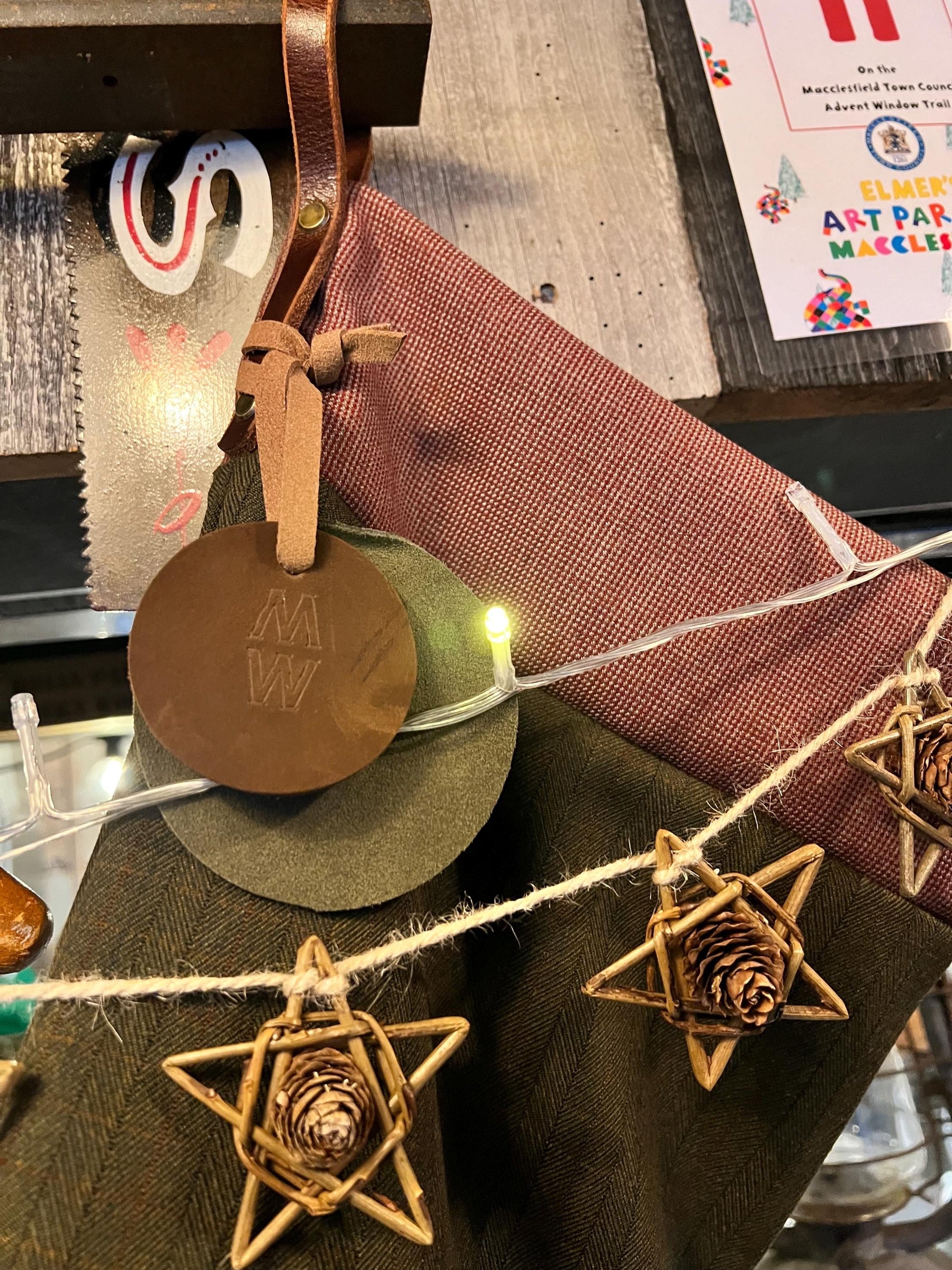 Traditional Wool Christmas Stocking – Handmade from Vintage English Wool with Buffalo Leather Hanging Strap