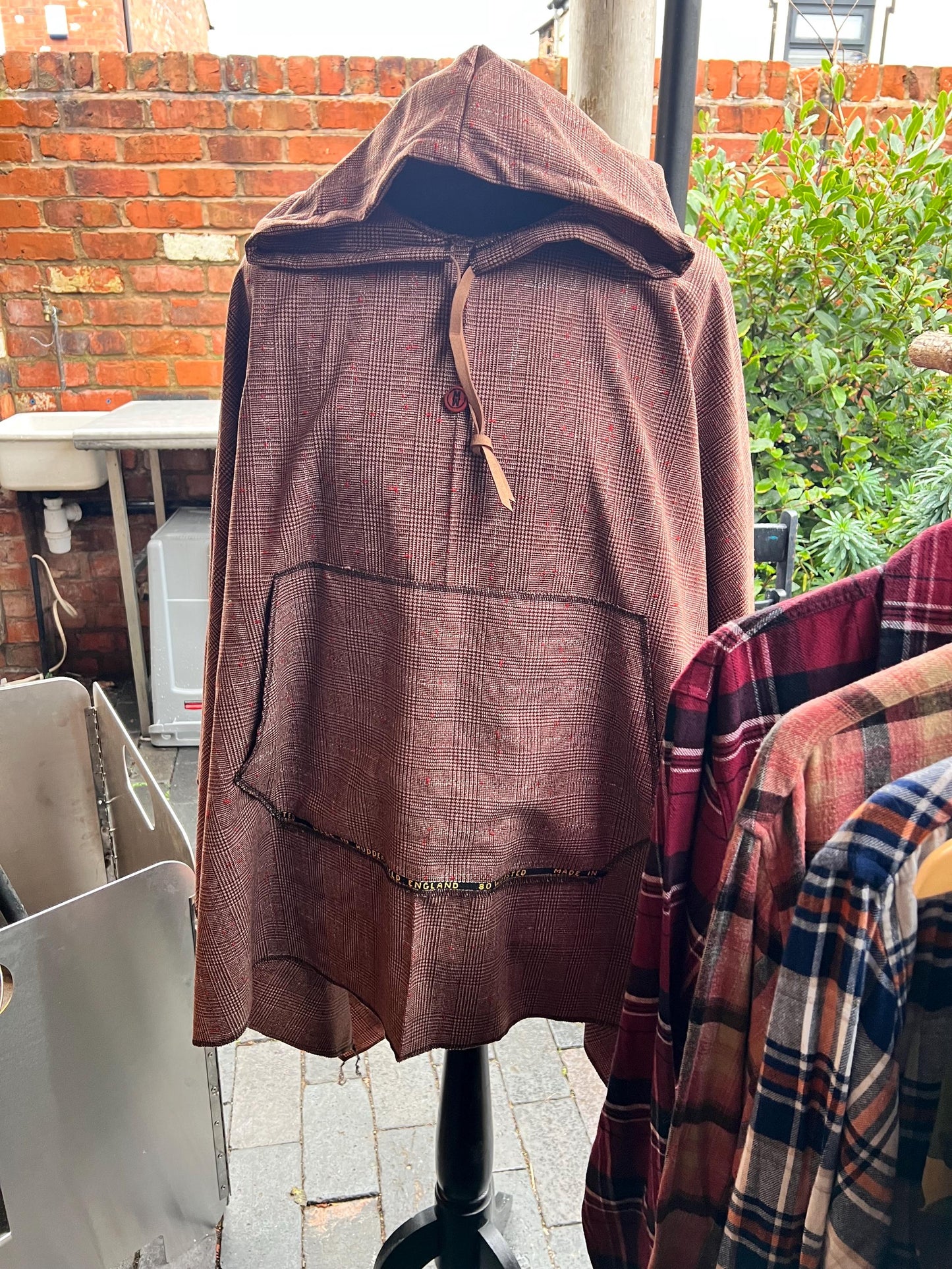 100% Worsted Wool Poncho - Handmade from vintage fabrics