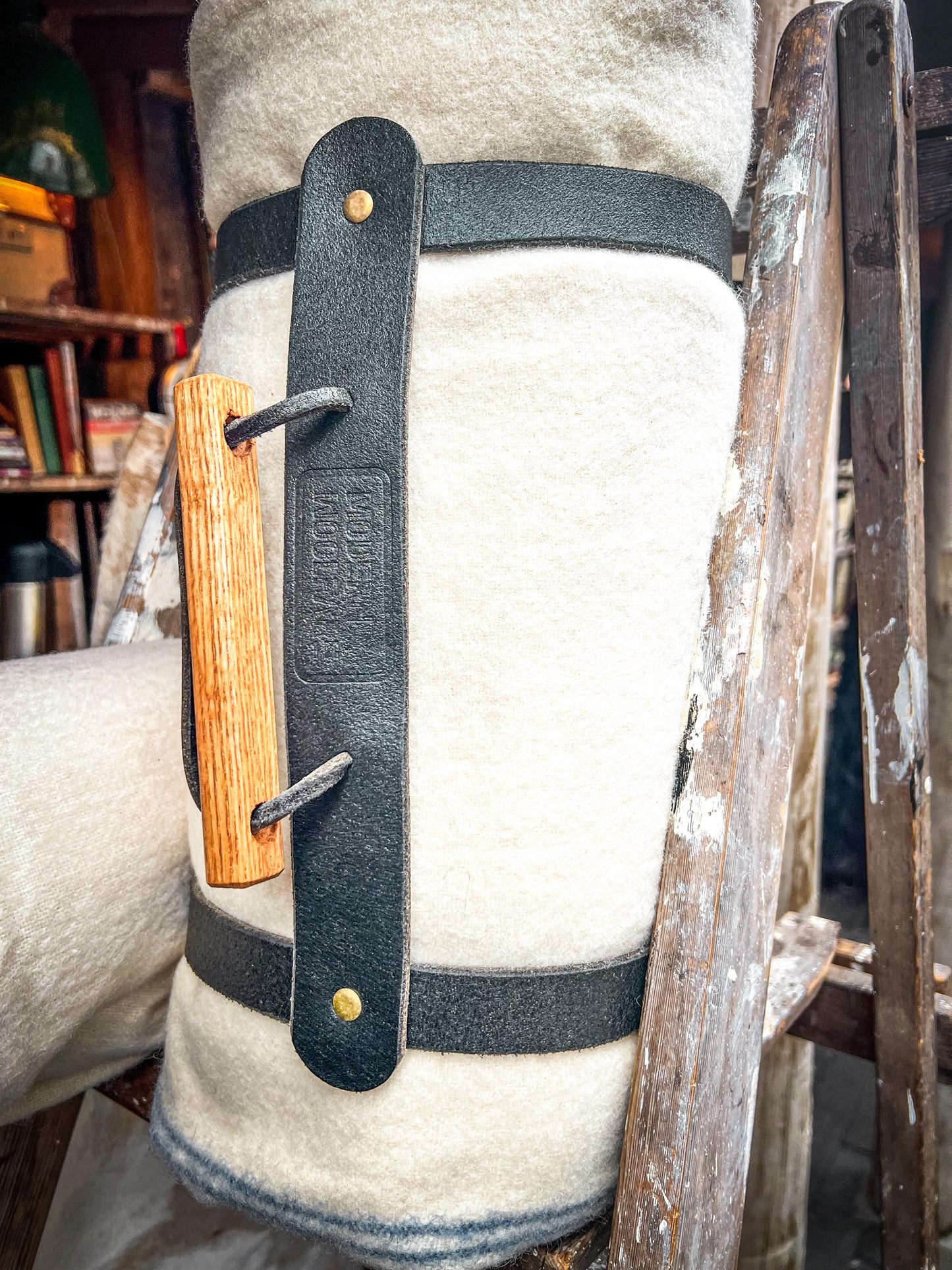 Blanket Bedroll Straps - Full Grain Leather and Brass