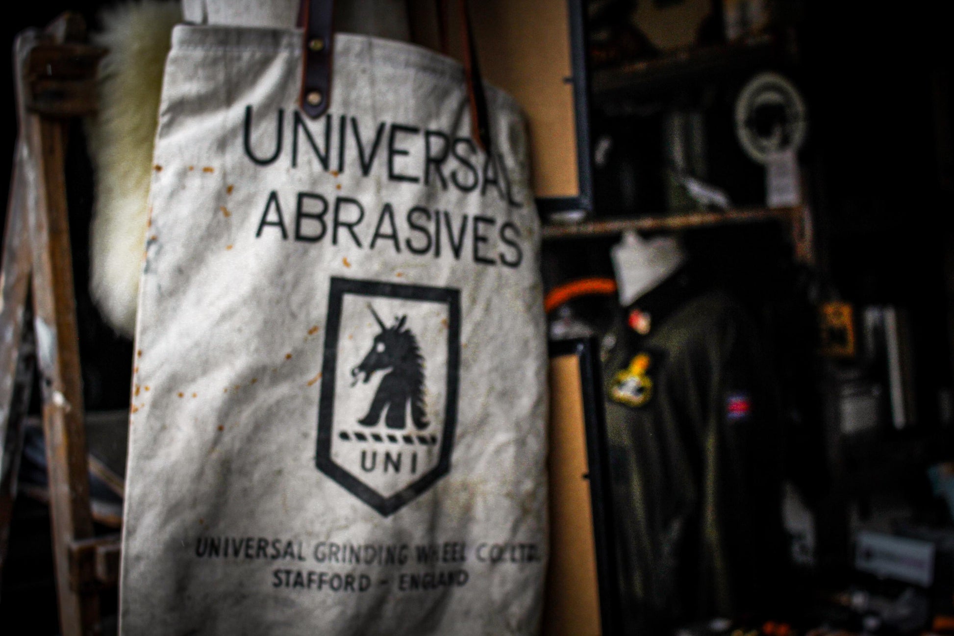 Reclaimed Industrial Canvas Tote Bag | Wool Lined Heritage Carry Bag | Buffalo Leather Straps | Handmade British Utility Bag