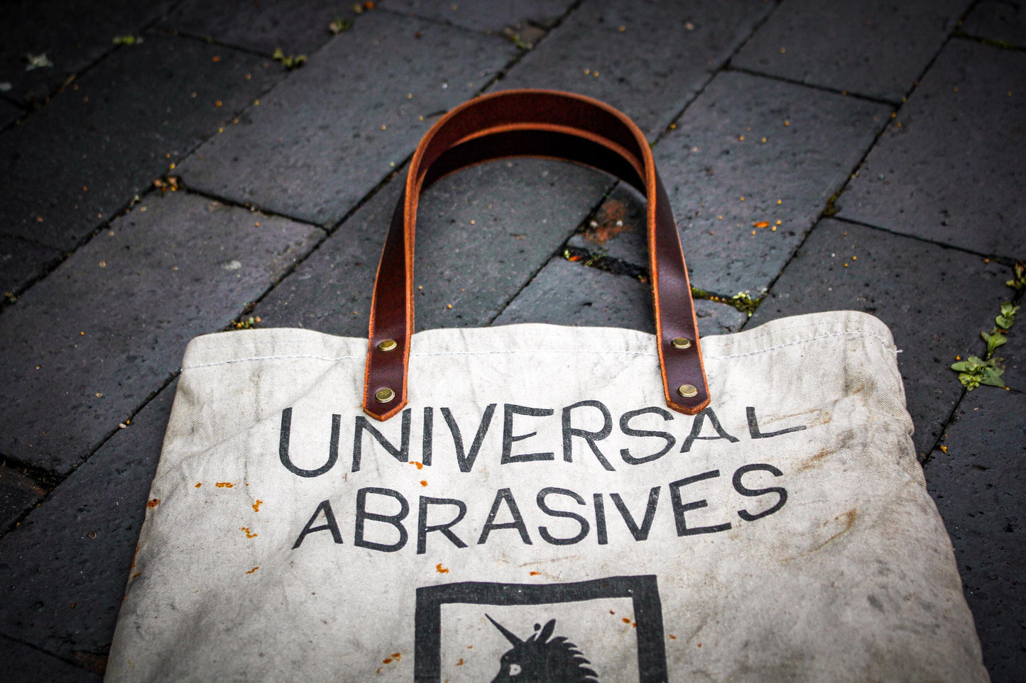 Reclaimed Industrial Canvas Tote Bag | Wool Lined Heritage Carry Bag | Buffalo Leather Straps | Handmade British Utility Bag