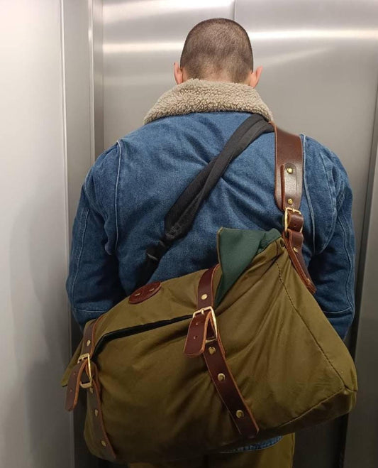 Handcrafted Waxed Canvas Satchel – British Millerain & Buffalo Leather