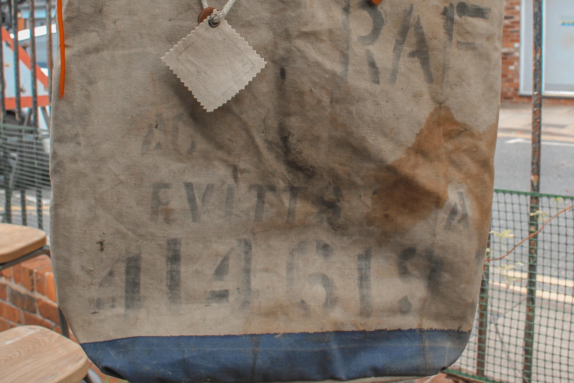 Vintage Military Canvas Tote Bag – Reclaimed RAF Deployment Bag 1952, Leather Handles, Wool Lining