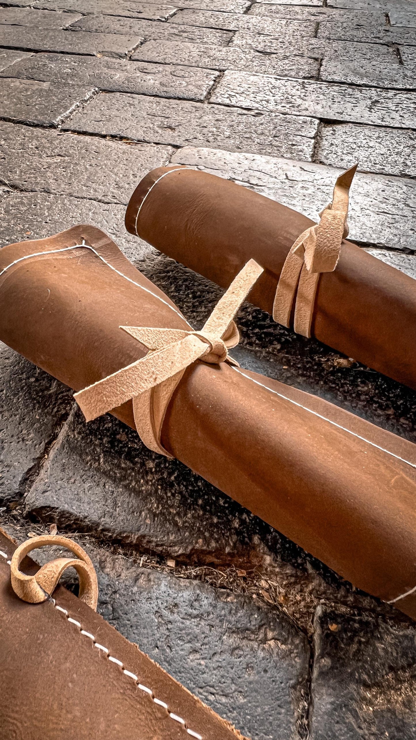 Handcarved Birch Cutlery Set with Handmade Nubuck Leather Sleeve – Bushcraft | Camping | Gift for Outdoorsmen