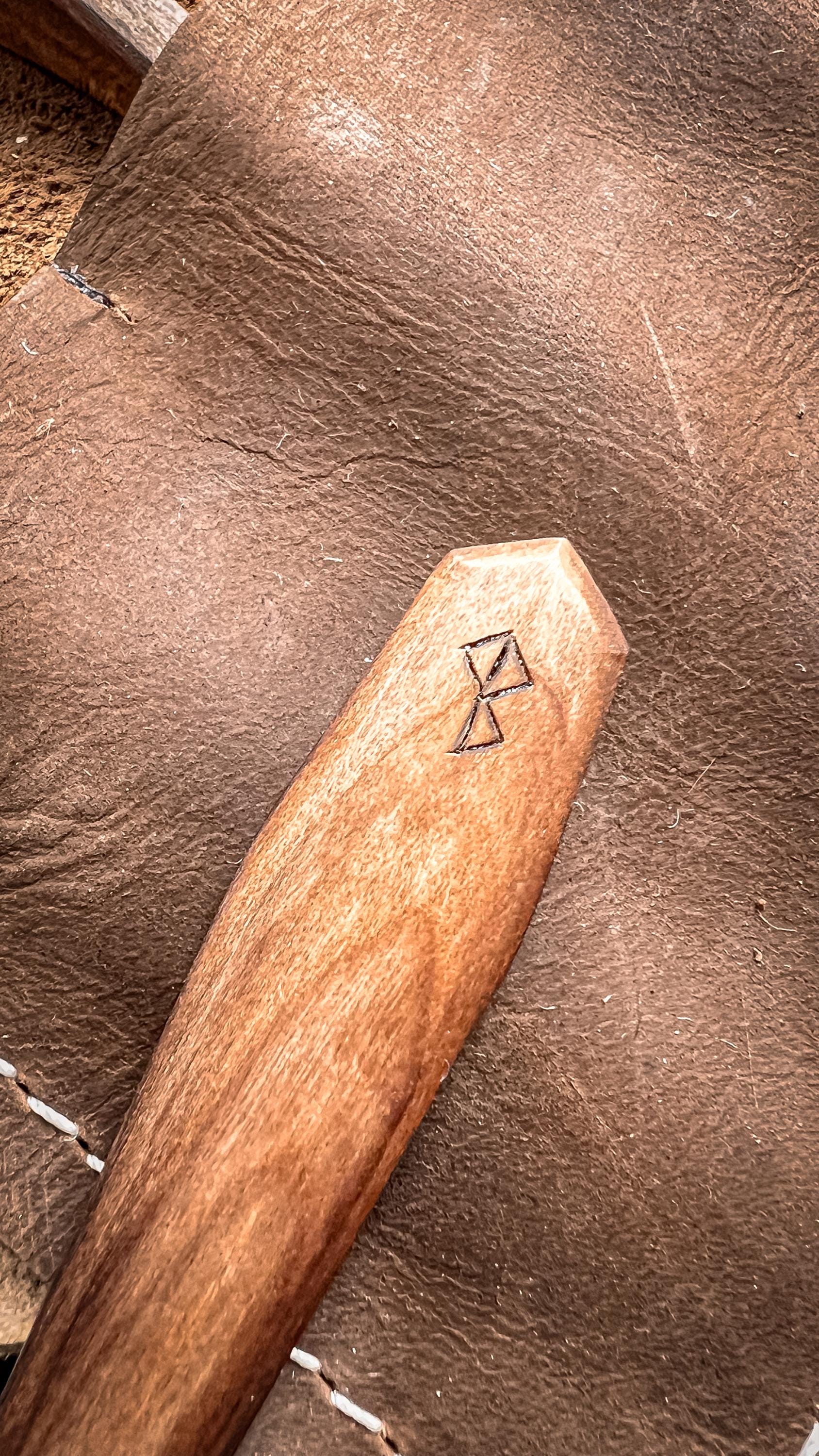 Handcarved Birch Cutlery Set with Handmade Nubuck Leather Sleeve – Bushcraft | Camping | Gift for Outdoorsmen