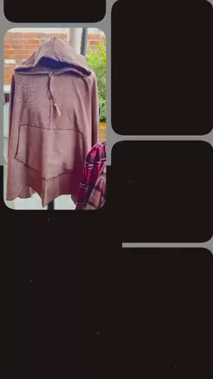 100% Worsted Wool Poncho - Handmade from vintage fabrics