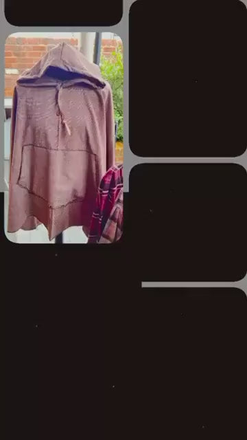 100% Worsted Wool Poncho - Handmade from vintage fabrics