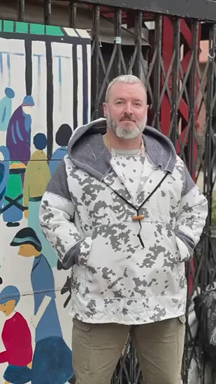 Finnish Snow Smock Anorak – Street Cut Italian Boiled Wool, Windproof, Water Resistant, Oversized Hood Bushcraft & Everyday Wear